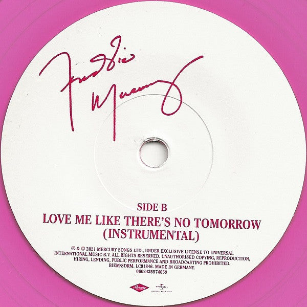 Freddie Mercury – Love Me Like There's No Tomorrow (Vinyl, 7", Record Store Day, Single, Limited Edition, Pink, 2021) – photo 5