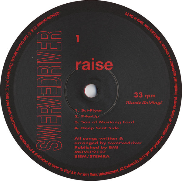 Swervedriver – Raise (Vinyl, LP, Album, Limited Edition, Numbered, Reissue, Red Transparent, 180g, 2018) – photo 5
