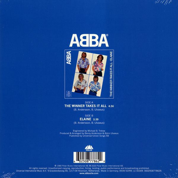 ABBA – The Winner Takes It All (Vinyl, 7", 45 RPM, Single, Limited Edition, Mixed, Picture Disc, Reissue, 2020) – photo 2