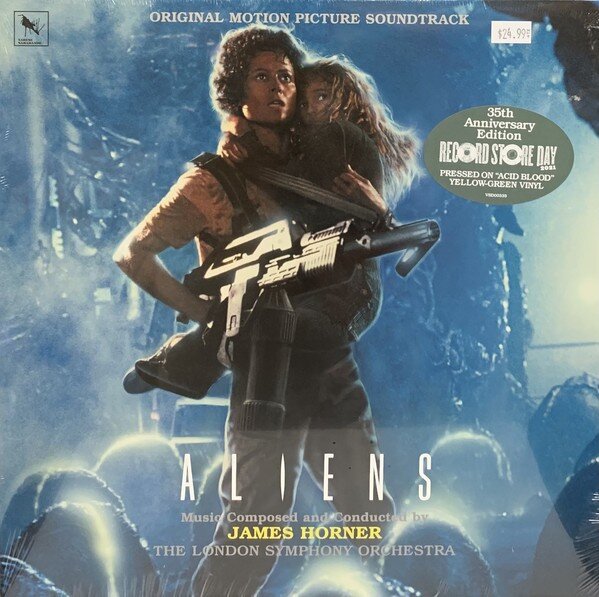 James Horner – Aliens (Original Motion Picture Soundtrack) (Vinyl, LP, Album, Record Store Day, Limited Edition, Reissue, Yellow-Green [Acid Blood], 35th Anniversary Edition, 2021)