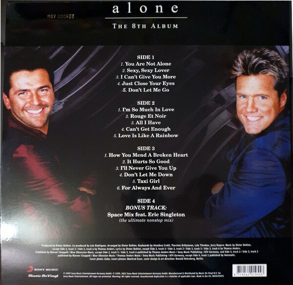 Modern Talking – Alone - The 8th Album (Vinyl, LP, Blue Marbled, Red Marbled, Album, Limited Edition, Numbered, Reissue, 2022) – photo 3