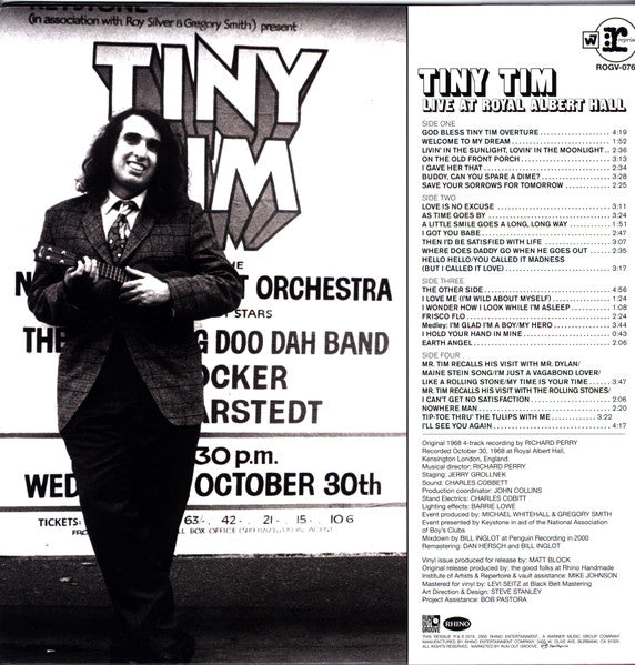 Tiny Tim – Live! At The Royal Albert Hall (Vinyl, 2xLP, Record Store Day, Limited Edition, 180 Gram, Translucent Red, 2019) – photo 4