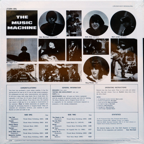 The Music Machine – (Turn On) The Music Machine (Vinyl, LP, Album, Record Store Day, Limited Edition, Reissue, Mono, 180-Gram, 2017) – photo 2