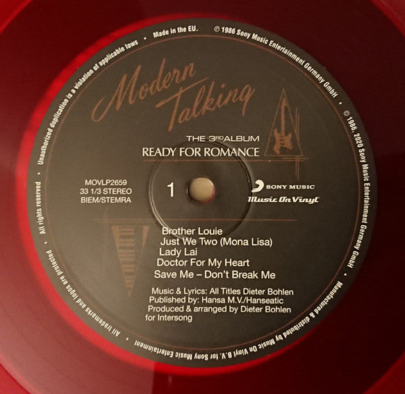 Modern Talking – Ready For Romance - The 3rd Album (Vinyl, LP, Album, Numbered, Reissue, Transparent Red, 180g, 2020) – photo 3