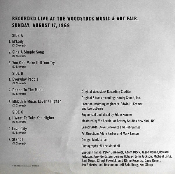 Sly & The Family Stone – Woodstock Sunday August 17, 1969 (Vinyl, LP, Single Sided, Etched, Album, Record Store Day, Reissue, 2019) – photo 4