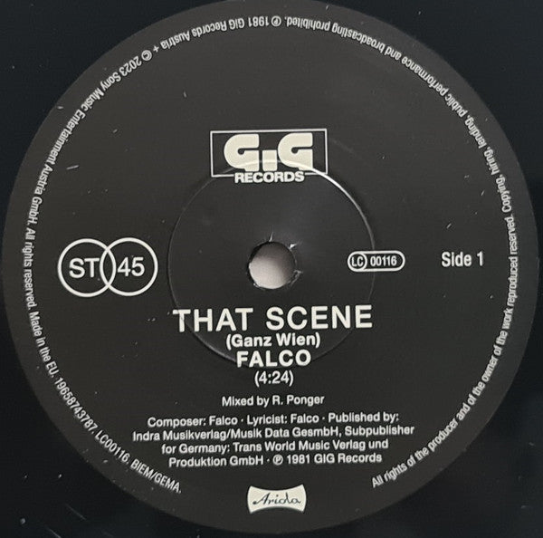 Falco – That Scene ("Ganz Wien") (Vinyl, 7", 45 RPM, Record Store Day, Single, Limited Edition, Reissue, 2023) – photo 3