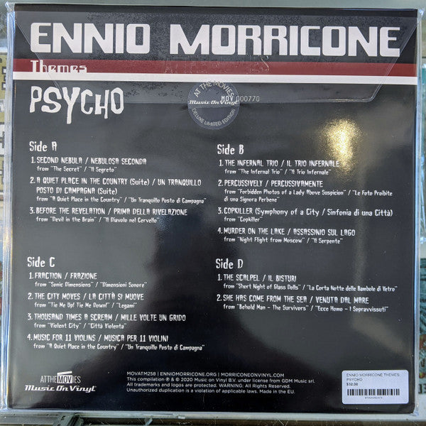 Ennio Morricone – Psycho (Vinyl, 2xLP, Compilation, Deluxe Edition, Limited Edition, Numbered, Translucent Red, 180 grs, 2020) – photo 2