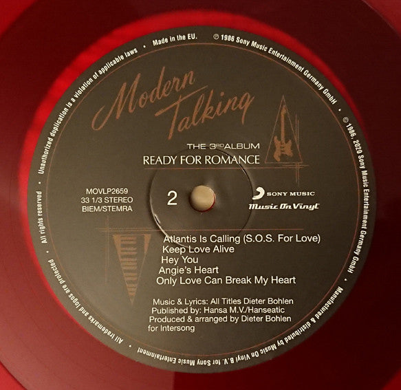 Modern Talking – Ready For Romance - The 3rd Album (Vinyl, LP, Album, Numbered, Reissue, Transparent Red, 180g, 2020) – photo 4