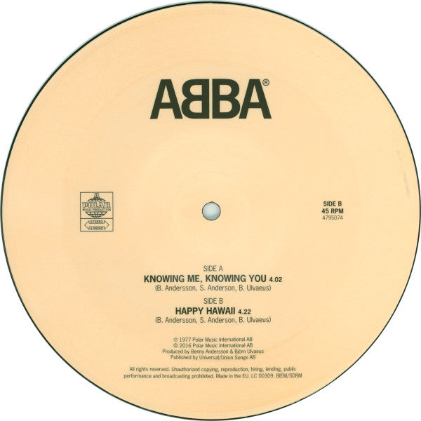 ABBA – Knowing Me, Knowing You (Vinyl, 7", 45 RPM, Single, Limited Edition, Picture Disc, Reissue, 2016) – photo 3