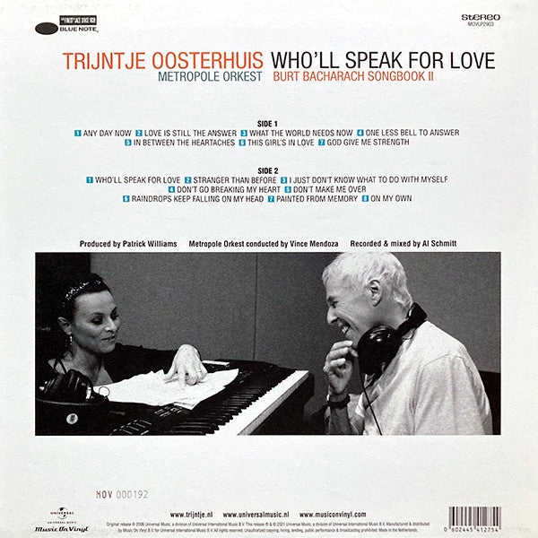 Trijntje Oosterhuis, Metropole Orkest – Who’ll Speak For Love: Burt Bacharach Songbook II (Vinyl, LP, Limited Edition, 2021) – photo 2