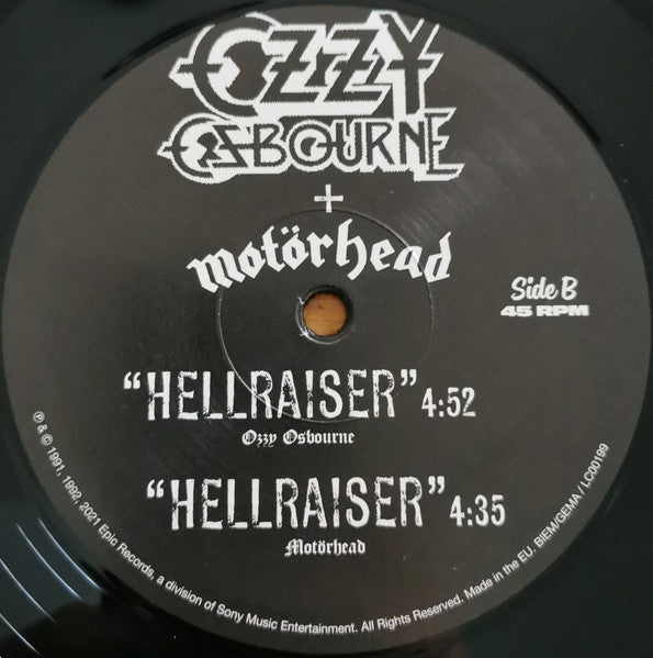 Ozzy Osbourne + Motörhead – Hellraiser (Vinyl, 10", 45 RPM, Single, Limited Edition, Partially Mixed, 2021) – photo 5