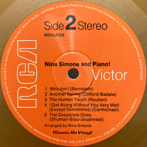 Nina Simone – Nina Simone And Piano! (Vinyl, LP, Album, Limited Edition, Numbered, Reissue, Repress, Gold, 180g, 2020) – photo 4