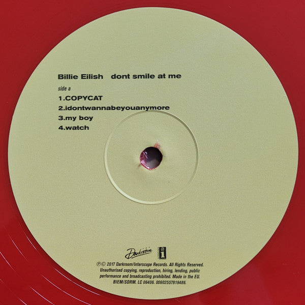 Billie Eilish – Dont Smile At Me (Vinyl, 12", 33 ⅓ RPM, EP, Reissue, Red, 2018) – photo 3