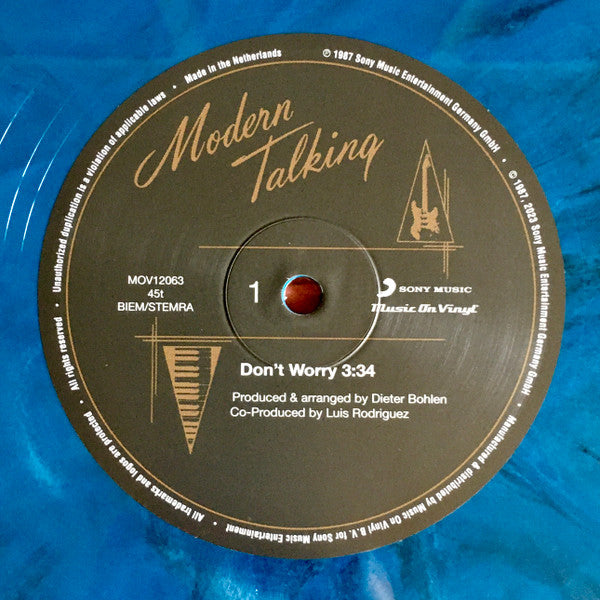 Modern Talking – Don't Worry (Vinyl, 12", 45 RPM, Maxi-Single, Limited Edition, Numbered, Reissue, Remastered, 180g Blue, Black&White Marbled, 2023) – photo 5