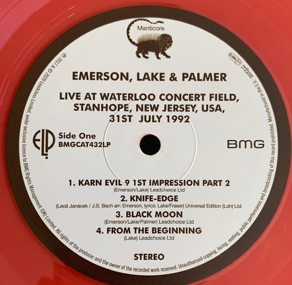 Emerson, Lake & Palmer – Live At Waterloo Concert Field Stanhope NJ USA 31st July 1992 (Vinyl, LP, Album, Record Store Day, Limited Edition, Flame Coloured, 2020) – photo 3