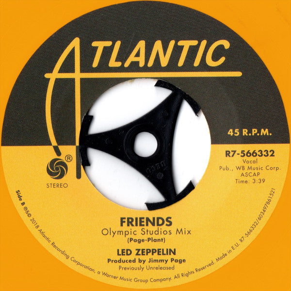 Led Zeppelin – Rock And Roll (Sunset Sound Mix) / Friends (Olympic Studios Mix) (Vinyl, 7", 45 RPM, Record Store Day, Single, Limited Edition, Yellow, 2018) – photo 5