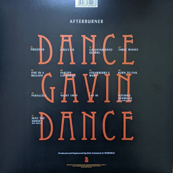 Dance Gavin Dance – Afterburner (Vinyl, LP, Album, Limited Edition, Alternate Artwork, Clear w/ Blue Splatter, 2020) – photo 4