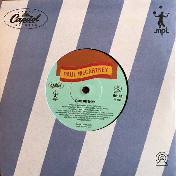 Paul McCartney – I Don't Know / Come On To Me (Vinyl, 7", 45 RPM, Record Store Day, Single, Limited Edition, 2018) – photo 3