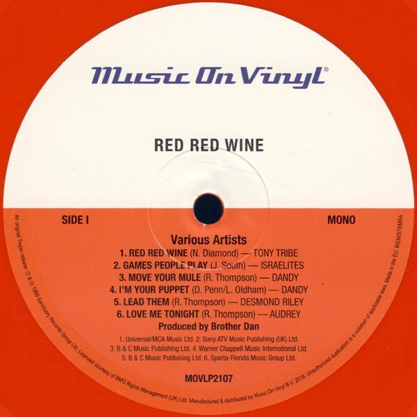 Various – Red Red Wine (Vinyl, LP, Compilation, Limited Edition, Numbered, Mono, Orange, 2018) – photo 3