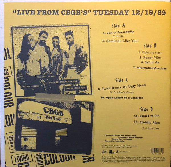 Living Colour – "Live From CBGB's" Tuesday 12/19/89 (Vinyl, 2xLP, Album, Record Store Day, Reissue, 2018) – photo 2