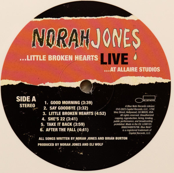 Norah Jones – ...Little Broken Hearts Live (...At Allaire Studios) (Vinyl, LP, Album, Record Store Day, Limited Edition, White, 2023) – photo 3