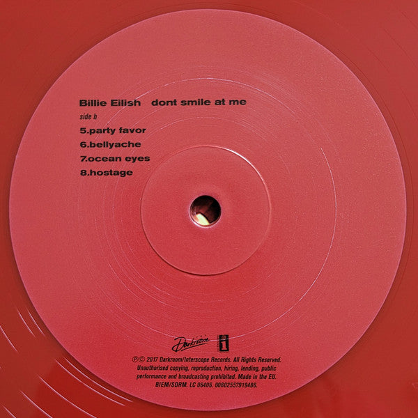 Billie Eilish – Dont Smile At Me (Vinyl, 12", 33 ⅓ RPM, EP, Reissue, Red, 2018) – photo 4