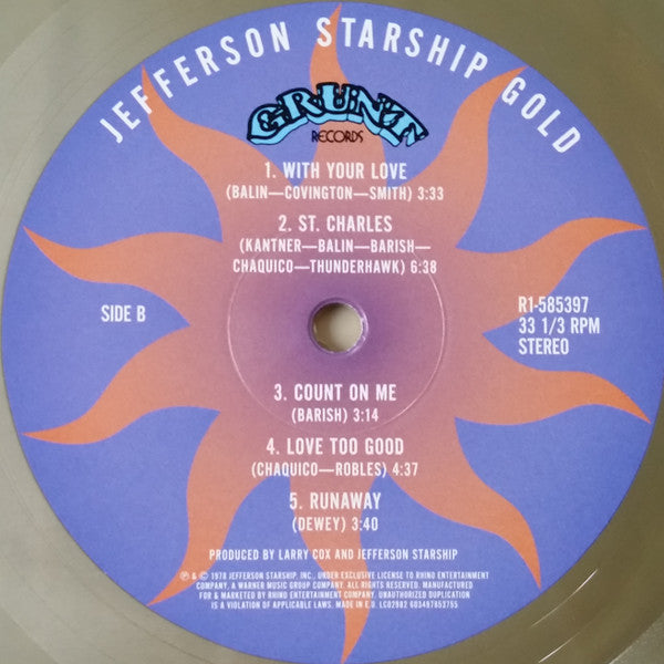 Jefferson Starship – Gold (Vinyl, LP, Record Store Day, Compilation, Limited Edition, Gold vinyl, 7", Single, Bonus single, 2019) – photo 5