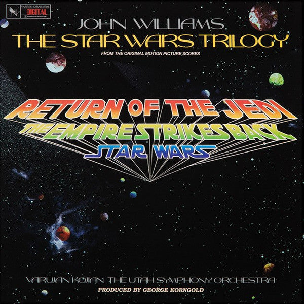 John Williams, Varujan Kojian, The Utah Symphony Orchestra – The Star Wars Trilogy (Vinyl, LP, Album, Limited Edition, Reissue, Blue Translucent, Red Translucent & Green Translucent Lightsaber, 2016)