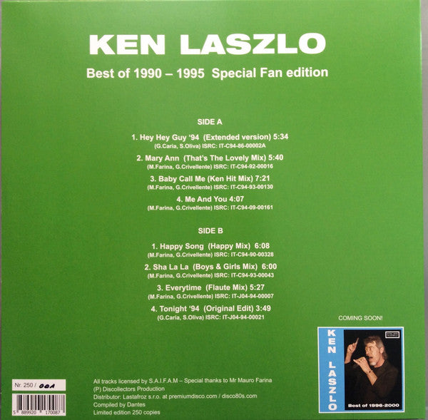 Ken Laszlo – Best Of 1990-1995 (Vinyl, LP, Compilation, Limited Edition, Numbered, 2019) – photo 3