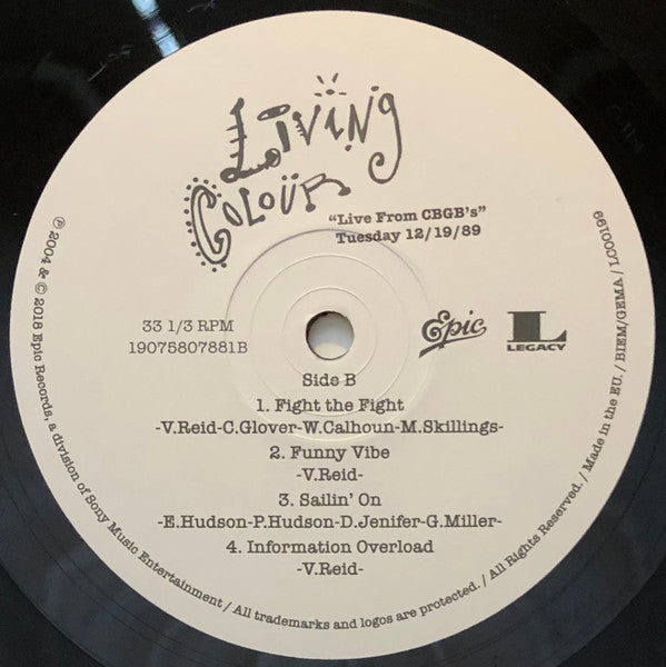 Living Colour – "Live From CBGB's" Tuesday 12/19/89 (Vinyl, 2xLP, Album, Record Store Day, Reissue, 2018) – photo 4