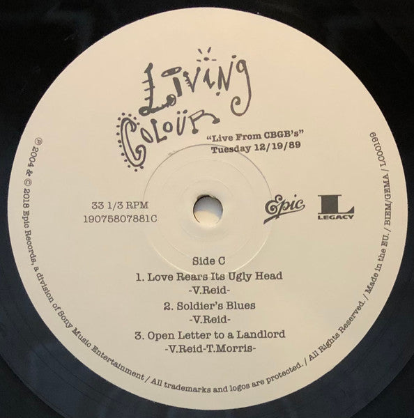 Living Colour – "Live From CBGB's" Tuesday 12/19/89 (Vinyl, 2xLP, Album, Record Store Day, Reissue, 2018) – photo 5