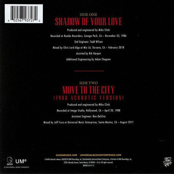 Guns N' Roses – Shadow Of Your Love (Vinyl, 7", Record Store Day, Single, Limited Edition, Red, 2018) – photo 3
