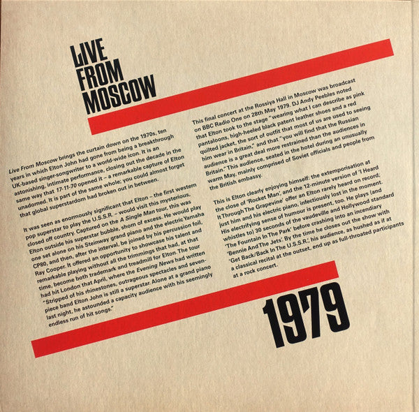 Elton John With Ray Cooper – Live From Moscow (Vinyl, 2xLP, Album, Record Store Day, Limited Edition, Clear, 2019) – photo 3