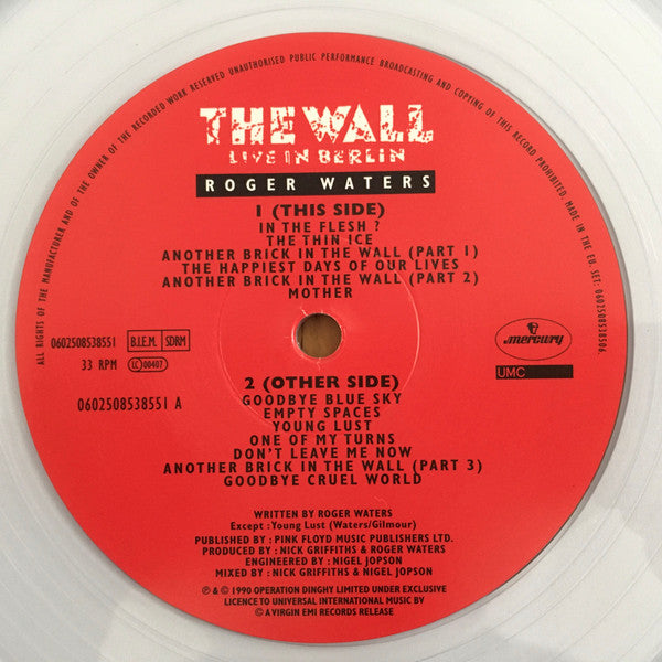 Roger Waters – The Wall (Live In Berlin) (Vinyl, 2xLP, Album, Record Store Day, Limited Edition, Reissue, Clear, 180 gram, 30th Anniversary Edition, 2020) – photo 5