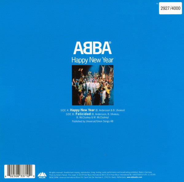 ABBA – Happy New Year (Vinyl, 7", 45 RPM, Single, Limited Edition, Numbered, Reissue, Clear, 2019) – photo 2
