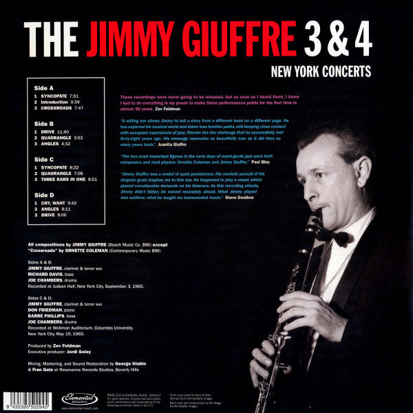 The Jimmy Giuffre 3 & 4 – New York Concerts (Vinyl, 2xLP, Limited Edition, Reissue, 180 g, 2020) – photo 2
