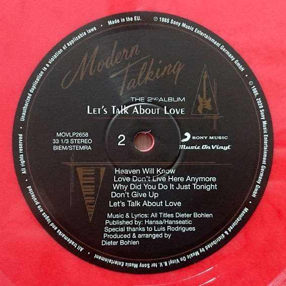 Modern Talking – Let's Talk About Love - The 2nd Album (Vinyl, LP, Album, Numbered, Reissue, Cherry, 180 g, 2020) – photo 5