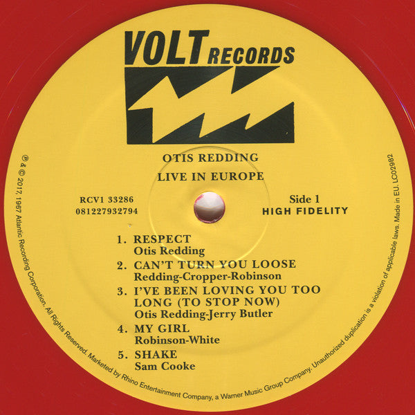Otis Redding – Otis Redding Live In Europe (Vinyl, LP, Album, Record Store Day, Limited Edition, Reissue, Mono, Red, 2017) – photo 3